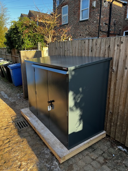 Asgard Reviews - Jon’s Annexe Bike Shed. Made in the UK by Asgard Steel Storage.